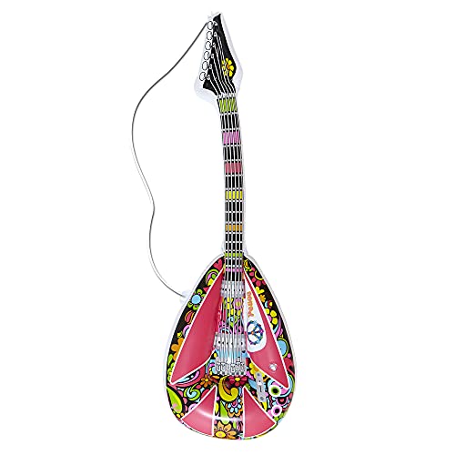Widmann 04743 - Aufblasbare Hippiemandoline, Länge circa 105 cm, Gitarre, Flower Power, Musiker, Sänger, Karneval, Mottoparty von WIDMANN