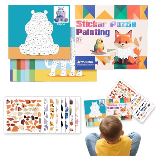 Aufkleber-Puzzle-Buch | 3D-Aufkleberbücher zum Lernen von Tieren in – Lernspiele für die Feinmotorik mit Cartoon-Fahrzeugen, Lernspielzeug für Kindergarten von Générique