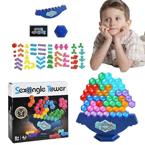 Balance Stacking Game, sechseckiges Stacking Board, 6,65 x 6,65 Zoll Lernspielzeug, Kinder Erwachsene Skill-Building, Learning Activities for Game Night, Family Fun von Générique