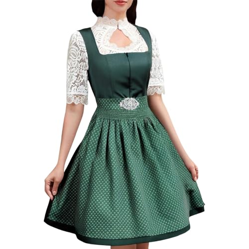 Bayerisches Damen-Outfit, 3-teilig, Oktoberfest, Bayerisches Kostüm, Kellnerin, Festival, niedlich, traditionelles Midi-Kleid, für Damen, Oktoberfest, verstellbar, Rock, große Größe, für Halloween von Générique