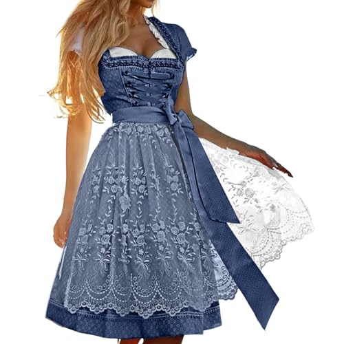 Bayerisches Damen-Outfit, traditionelles Kleid, kurz, für Damen, 3-teilig, Oktoberfest, Bayerisches Kostüm, Kellnerin, Festival, niedlich, Midi, Kostüm, Kleid, verstellbar, Rock, große Größe, für von Générique