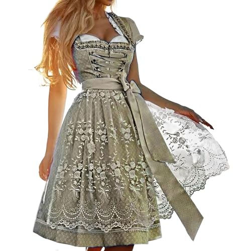 Bayerisches Damen-Outfit, traditionelles Kleid, kurz, für Damen, 3-teilig, Oktoberfest, Bayerisches Kostüm, Kellnerin, Festival, niedlich, Midi, Kostüm, Kleid, verstellbar, Rock, große Größe, für von Générique