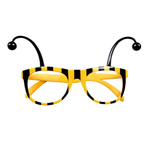 Boland 02593 - Partybrille Biene, 1 Stück, Größe 15,5 x 10 cm, Gestell aus Kunststoff, gelb-schwarze Streifen, mit Fühler, Honigbiene, Königin, Accessoire, Hummel, Verkleidung, Karneval, Tier von Boland