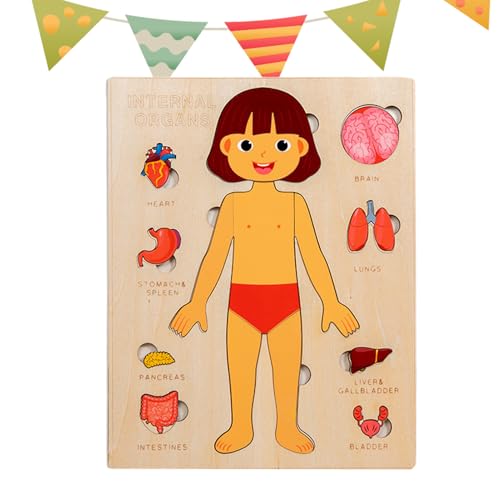 Buch der Körperteile für Kleinkinder von 1 bis 3 Jahren | Lernpuzzle aus Holz auf menschlicher Anatomie und Lernspielzeug für Reisen und L-Spiel von Générique