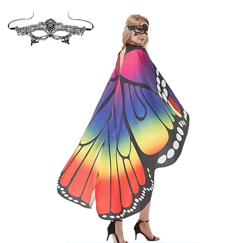 Butterfly Wing Cape – Fantastischer Kostüm-Schal, leichte Feenflügel, Maskenzubehör aus Spitze für Frauen, Halloween, Dress-up, Bühnenperformance, Cosplay, Party T von Générique