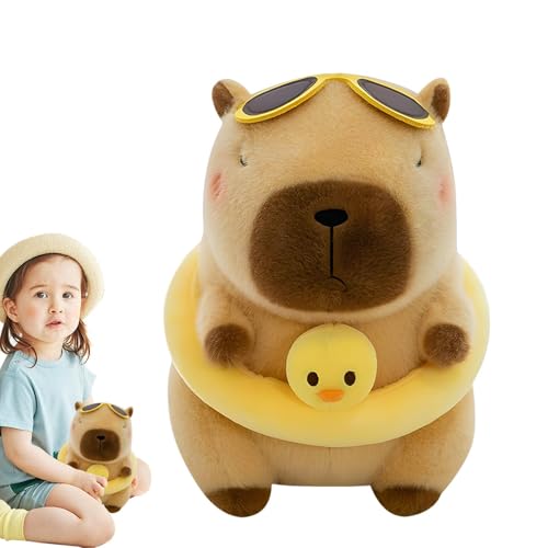 Capybara Plüschtier – Gefülltes Capybara Plüschtier | Cute Capybara mit Swimming Ring Tier Plüschtier | Capybara Plüschtier für interaktive Spiele | 24 cm lustiges weiches Plüschtier für Wohnzimmer von Générique