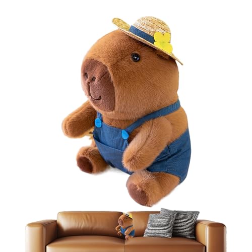 Capybara Plüschtier mit Kleidung, Capybara aus Plüsch – niedliches Plüschtier – niedliches Capybara Plüschtier Capybara Plüschkissen für Erwachsene Geburtstag Dekoration zu Hause 9 von Générique
