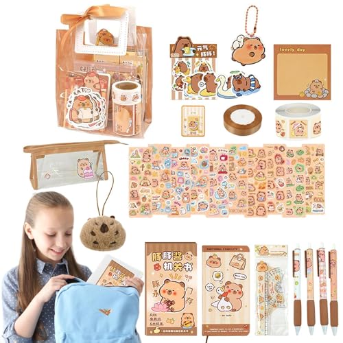 Capybara Stationery Set, Cute Pencils & Sticky Notes, Fun Desk Ornament & Backpack Anhänger, entzückende Schulbedarf & Notizblock für Kinder und Studenten Mädchen Capybara Stationery Set, Cute Pencils & Sticky Notes, Fun Desk Ornament & Backpack Anhänger, entzückende Schulbedarf & Notizblock für Kinder und Studenten Mädchen von Générique