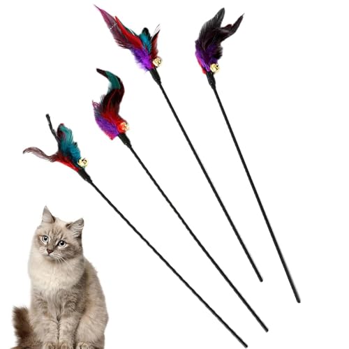 Cat Play Wand – Katze Wand | Federspiel für Katzen | Katze Übung Feder Wand | Buntes Katzenspielzeug für Kätzchen mit Glockenfüllungen | Teaserschläger für Pl von Générique