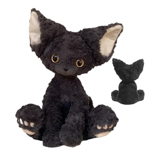 Cat Plush - Weiches Plüschtier Schwarz Niedliches Tier Spielzeug | 30cm Gemütliches Sofa Ornament, Schlafzimmer Plüsch Dekoration, Wohnheim Kissen Zubehör, Wohnzimmer Deko Figur von Générique