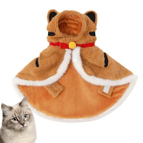 Cat Tiger Outfit | Warm Cat Cloak | Pet Tiger Kostüm | Cozy Cat Outfit, Katzen Winter Clothes, Hooded Pet Coat, Cat Cold Weather Coat, Pet Winter Outfit, Tiger Pets Kostüm, Katzen Hooded Cloak von Générique