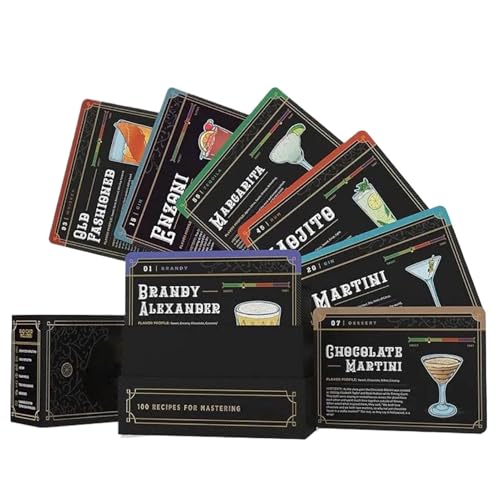 Cocktail Recipe Cards, 100 Mixology Flash-Karten, Step-by-Step Drink Guide, Bartender, Ingredient List & Anweisungen, für Home und Professional More Use von Générique