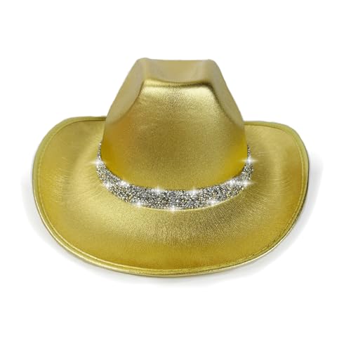 Cowboyhut - Western Cowgirl Hut | Bling Glitter hat ein Cowboycap gefühlt | Disco Kostüm Zubehör für Halloween, Bühnenauftritt, Rollenspiel, Party, Festival, Western Thema von Générique