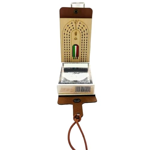 Cribbage Board with Pegs, Cribbage Card Game, Cribbage Game Travel Set, Classic Card Games, Cribbage with Leather Case, Wooden Game Board, Pegged Cribbage Board, Cribbage Set for Adults, von Générique