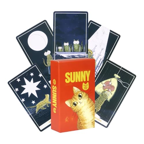 Cute Tarot Cards, Orange Cat Tarot Learning Deck, 3,94 x 2,36 Zoll Broad Guidance Reading and Fortune Game for Men, Parties, Self-Discovery, Mindfulness, Meditation, Past Lives, Zukünftige Vorhersagen von Générique