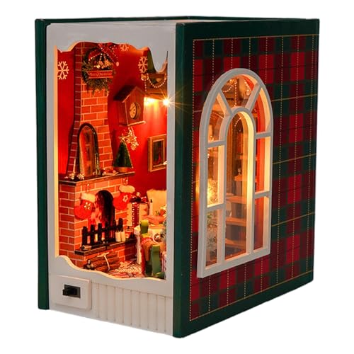 Dekoratives Buchecken-Set | Bau eines Modellhauses aus Holz | Buchecke aus Holz | Miniatur-Weihnachtsregal- mit LED-Beleuchtung, Handwerksprojekt, perfekt für Mädchen und Dekoratives Buchecken-Set | Bau eines Modellhauses aus Holz | Buchecke aus Holz | Miniatur-Weihnachtsregal- mit LED-Beleuchtung, Handwerksprojekt, perfekt für Mädchen und von Générique