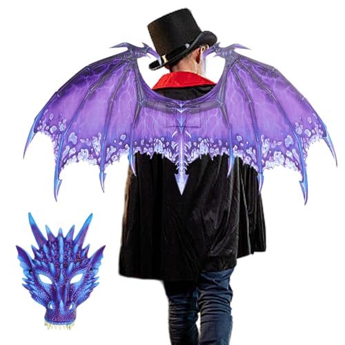Dinosaurierkostüm-Set, Drachenzubehör, -Gesichtsmaske, Maskerade-Cosplay-Set mit -Gesichtsmaske und Flügel-Set für Halloween, Maskerade und Würfelpartys Dinosaurierkostüm-Set, Drachenzubehör, -Gesichtsmaske, Maskerade-Cosplay-Set mit -Gesichtsmaske und Flügel-Set für Halloween, Maskerade und Würfelpartys von Générique