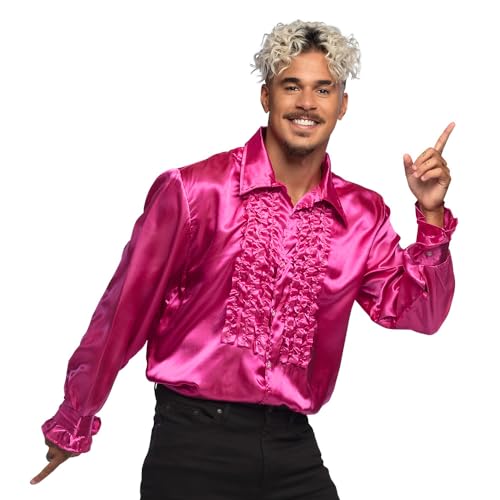 Boland- Disco Hemd mit Rüschen, Pink, für Herren, Kostüm, Party Shirt, Schlagermove, 70er Jahre, Mottoparty, Karneval von Boland