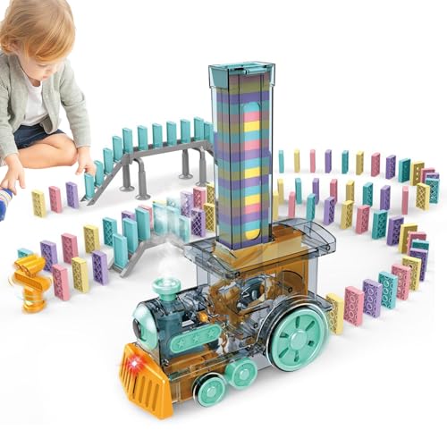 Domino Train Toy Set – Dominospielzeug, batteriebetrieben, farbiger Domino-Zugmotor | Lernspiel für Kleinkinder, motorisiertes Stielspielzeug mit leichten Sound-Effekten, das i von Générique