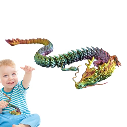 Drache mit 3D-Druck – bewegliche Figur, mehrfarbiges Spielzeug | Realistisches flexibles Skulptur-Modell, mobiler Desktop-Ausstellung, Geschenk zur Dekoration von Tieren für Kinder, Jugendliche von Générique