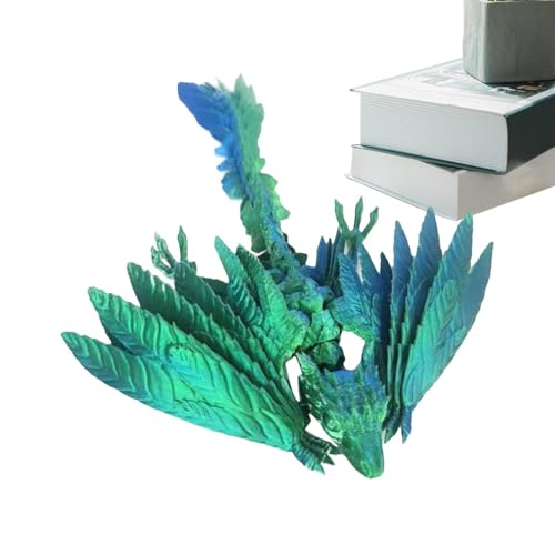 Drachen-Fidget-Spielzeug, bedruckt, Drache, Anti-Stress-Spielzeug | Federdrachen-Spielzeug, Drachenstatuen, Miniatur mit Gelenken, Roman-Spielzeug für Büro von Générique