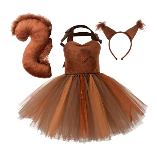 Eichhörnchen Halloween Kostüm für Kleinkinder, Eichhörnchen Kostüm für Kleinkinder | Tierkostüm-Set - Dschungel Thema Cosplay Tutu für Mädchen, mit Ohren, Stirnband, Schwanz für Eichhörnchen Halloween Kostüm für Kleinkinder, Eichhörnchen Kostüm für Kleinkinder | Tierkostüm-Set - Dschungel Thema Cosplay Tutu für Mädchen, mit Ohren, Stirnband, Schwanz für von Générique
