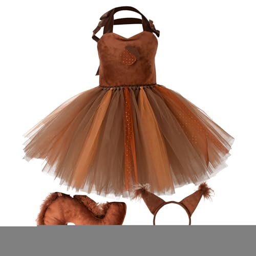 Eichhörnchenkostüm für Halloween, niedliches Tier für Kleinkinder | Dschungel-Tutu- für Mädchen, mit Ohren, Stirnband, Schwanz für ältere Mädchen von Générique