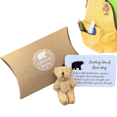 Eine kleine Taschenbär- – Sympathie-Bär aus Plüsch, aufrichtiges Plüschspielzeug | Comfort Companion für Trauer, Motivationskarte, Mini-Plüschtier zur Ermutigung von Générique