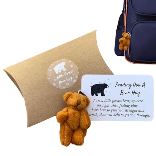 Eine kleine Taschenbär- – Sympathie-Bär aus Plüsch, aufrichtiges Plüschspielzeug | Comfort Companion für Trauer, Motivationskarte, Mini-Plüschtier zur Ermutigung von Générique