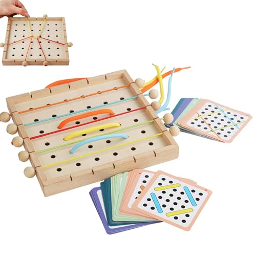 Einziehspielzeug für Kleinkinder, Spielzeug zum Einfädeln, Lernkartenspiel aus Spitze, lustiges Reisespiel, Schnürspielzeug aus Holz, frühes Lernen der Feinmotorik, Spielzeug von Générique