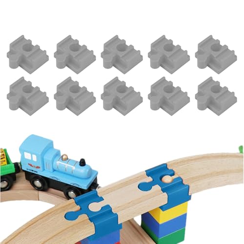 Eisenbahnverbinder aus Holz, Eisenbahnverbinder, Schienenadapter für Holzzug | 10-teiliges Set aus Holzbahn-Zubehör für Kinder ab 3 Jahren, Zug-Sets Eisenbahnverbinder aus Holz, Eisenbahnverbinder, Schienenadapter für Holzzug | 10-teiliges Set aus Holzbahn-Zubehör für Kinder ab 3 Jahren, Zug-Sets von Générique
