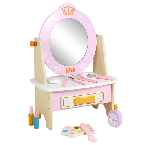 Eitelkeit des Mädchens – Fake Wood Make -Up Set, Spielzeug für die erste Erziehung mit Holzduft | Lippenstift, Lidschatten, Kamm, Pinsel, Toilette für Mädchen von Générique