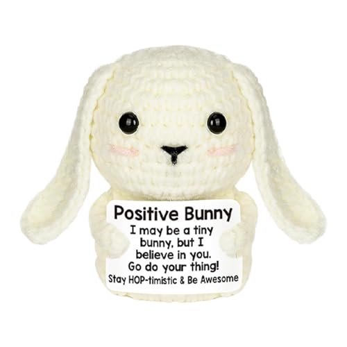 Entzückendes handgemachtes Bunny - Niedliches Plüschtier, positives Häkeltier Bunny | Tragbares gestricktes weißes Kaninchen für Familiengeschenke, Geburtstag, Weihnachten und Ostern, robust und weich von Générique
