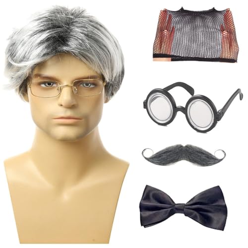 Erwachsener alter Mann Kostüm, Halloween Oma Kostüm, 5 Stück Opa Cosplay Zubehör, Opa-Zubehör-Set, Alter Mann Kostüm, Cosplay-Zubehör Erwachsener alter Mann Kostüm, Halloween Oma Kostüm, 5 Stück Opa Cosplay Zubehör, Opa-Zubehör-Set, Alter Mann Kostüm, Cosplay-Zubehör von Générique