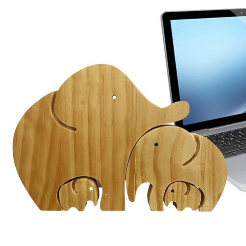 Familien-Puzzle-Statue, Figuren aus Holz, Familienpuzzle mit Tieren, für die Innendekoration, dekorative Kunstskulptur in Tierfamilie, für Jugendliche, von Générique