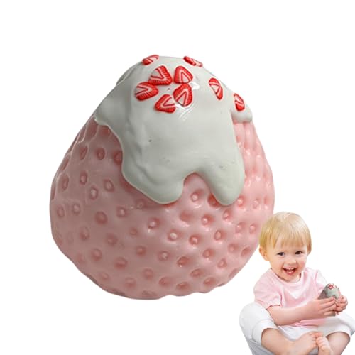 Fidget Erdbeer-Spielzeug, Silikon Stressball, 2.56 x 1.97 Zoll weiches Spielzeug zum beruhigen Entspannen Relief Fun Design, Simulation Erdbeer Spielzeug für Kinder, Teenager, Mädchen, von Générique