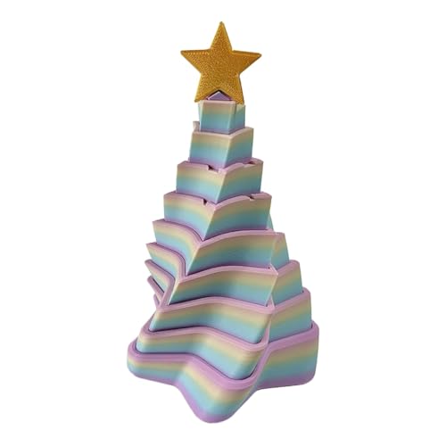 Fidget Star Fidget Spielzeug, mehrfarbig, in Form eines Weihnachtsbaums, Schreibtisch-Spielzeug, Teleskop-Spielzeug zur Stresslinderung – Fidget A von Générique