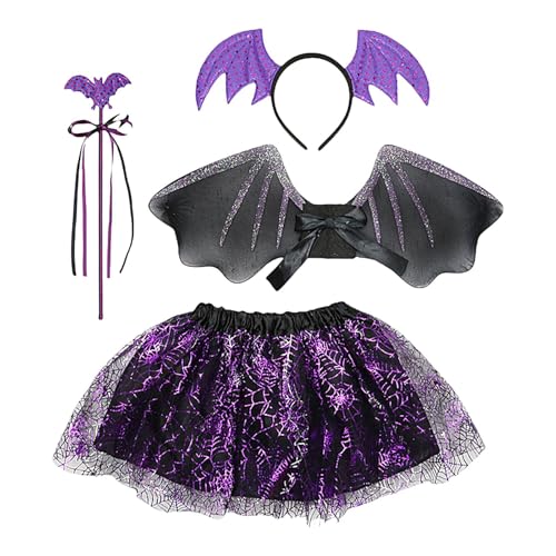Fledermauskostüm für Mädchen, Fledermauskostüm für Mädchen – Halloween-Kostüm-Set – Kostüm für Mädchen Halloween Cosplay Verkleidung, Cosplay Kostüm für Rollenspiel Fest von Générique