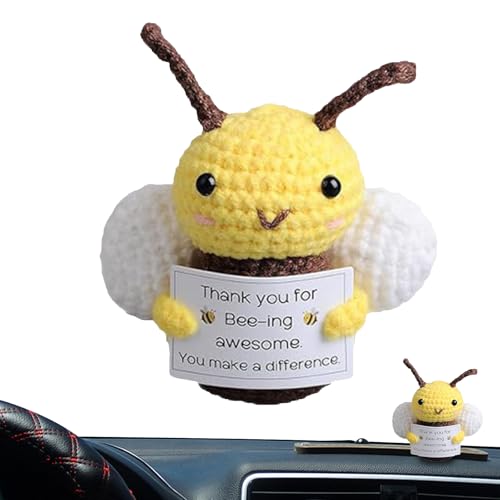 Förderbiene – Haken Tier Plux, Motivationsspielzeug in Handarbeit | Pickle Doll Bee Decor, lustiges Symbol aus Plüsch, niedliches Plüsch, Geschenk zur Dekoration des Schreibtischs, , Mini von Générique