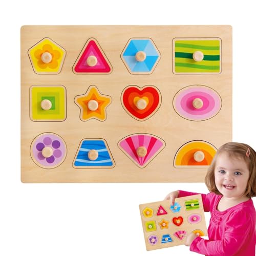 Formpuzzles für Vorschule aus buntem Holz | Puzzle in Form eines sicheren Formerkennungsspielzeugs | Formensortierer aus Holz, ergonomisches Design für von Générique