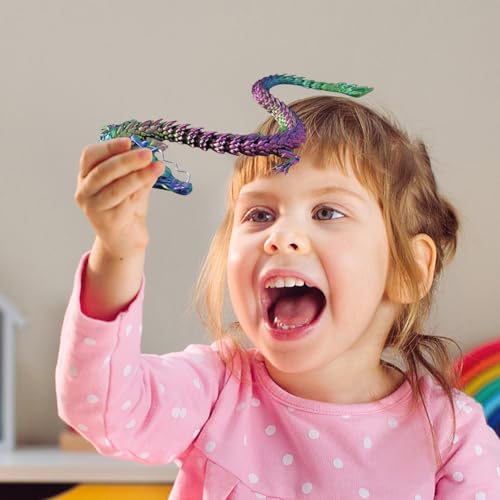 Gelenkdrache – sehr flexibler 3D-Drache, mehrfarbig, Büro-Spielzeug | bewegliche Drachenfiguren, nachhaltige Tiermodelle für Kinder, Jugendliche und Sammler mit einem von Générique