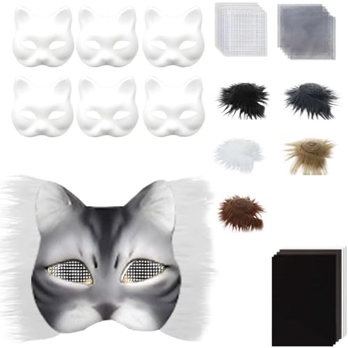 Générique 29-teiliges Therian-Masken-Set, Therian-Maske mit Wollband, künstliche Therianer-Maske, Therian-Katzen-Maske für Halloween, Maskerade, Rollenspiel Générique 29-teiliges Therian-Masken-Set, Therian-Maske mit Wollband, künstliche Therianer-Maske, Therian-Katzen-Maske für Halloween, Maskerade, Rollenspiel von Générique