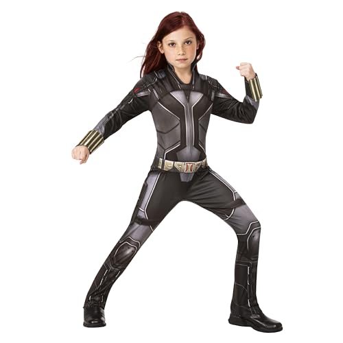 Rubie's 3702134-M Black Widow Lizenzartikel Rubies 3702134-Black Movie-Child-Kinder Kostüm M (5-7 Jahre), Schwarz Halloween von Rubie's