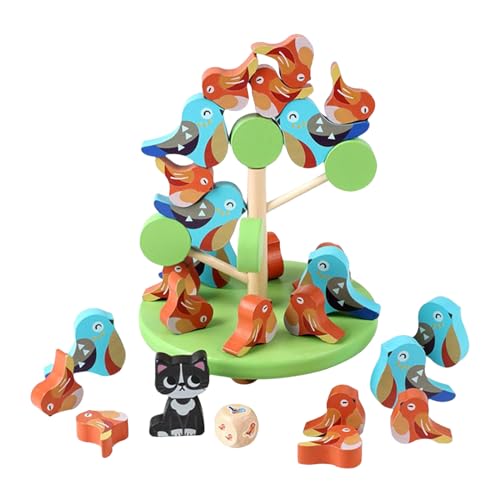 Générique Balance Game, Holz Bird Stacking Toy, Interactive Fine Motor Development Set with Colorful Blocks, 1 Sets Multicolor for School, Classroom, Family, Tabletop Learning Play von Générique