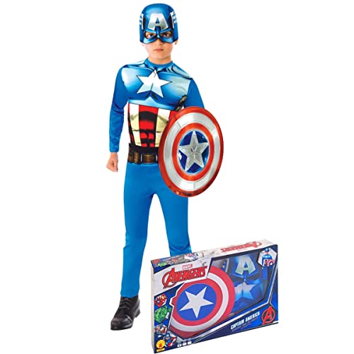 Generique - Captain America Lizenz Marvel-Kostüm für Kinder blau-rot-Weiss - 104/116 (5-6 Jahre) von Generique -