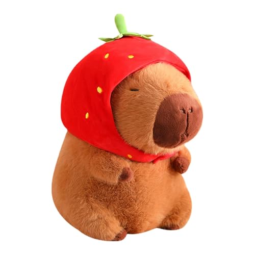 Générique Capybara aus Plüsch | Capybara mit Erdbeeren | Capybara aus Plüsch niedlich Capybara Plüschspielzeug Geschenke Super weich für Geburtstag Weihnachten von Générique