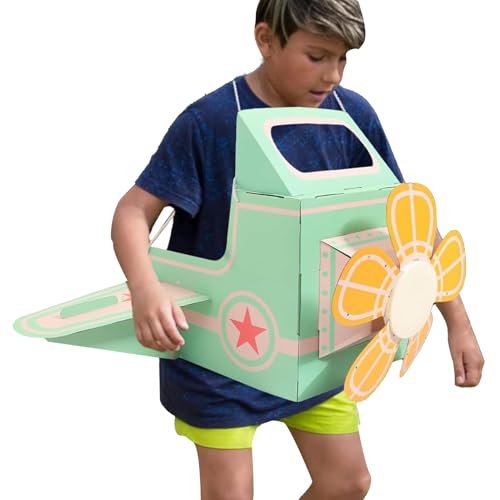 Générique Cardboard Airplane Kostüm, Spielzeug, tragbar, Aircraft, Easy Assembly, Coloring Activity Included, Lightweight Durable, for Eltern-Kind-Interaktion, Pretend Play, Schule, Kindergarten von Générique
