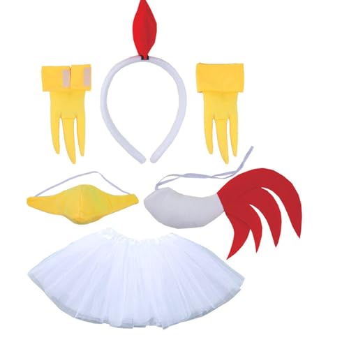 Générique Chicken Kostüm, süßes Chick Kids Outfit, 24,5 x 8,66 x 0,79 cm (9,45 x 8,66 x 0,79 Zoll) Präsentiertes Delight, Stirnband und Tail Accessory Set, Fun Dress-Up für Easter, Halloween, Seasonal von Générique