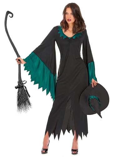 Generique - Damen-Hexenkostüm für Halloween blau-schwarz - Schwarz von Generique -