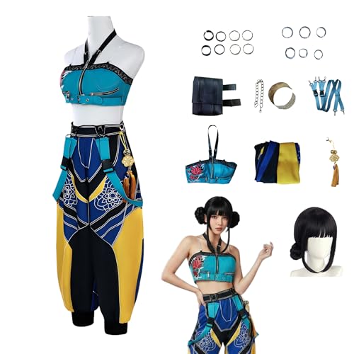 Générique Demon Hunter Cosplay Kostüm Perücke KPop HUNTR/X Cosplay Anime Rumi/Mira/Zoe K-Pop Kostüm Ring und Zubehör für Halloween Karneval Party (Zoe, M) von Générique